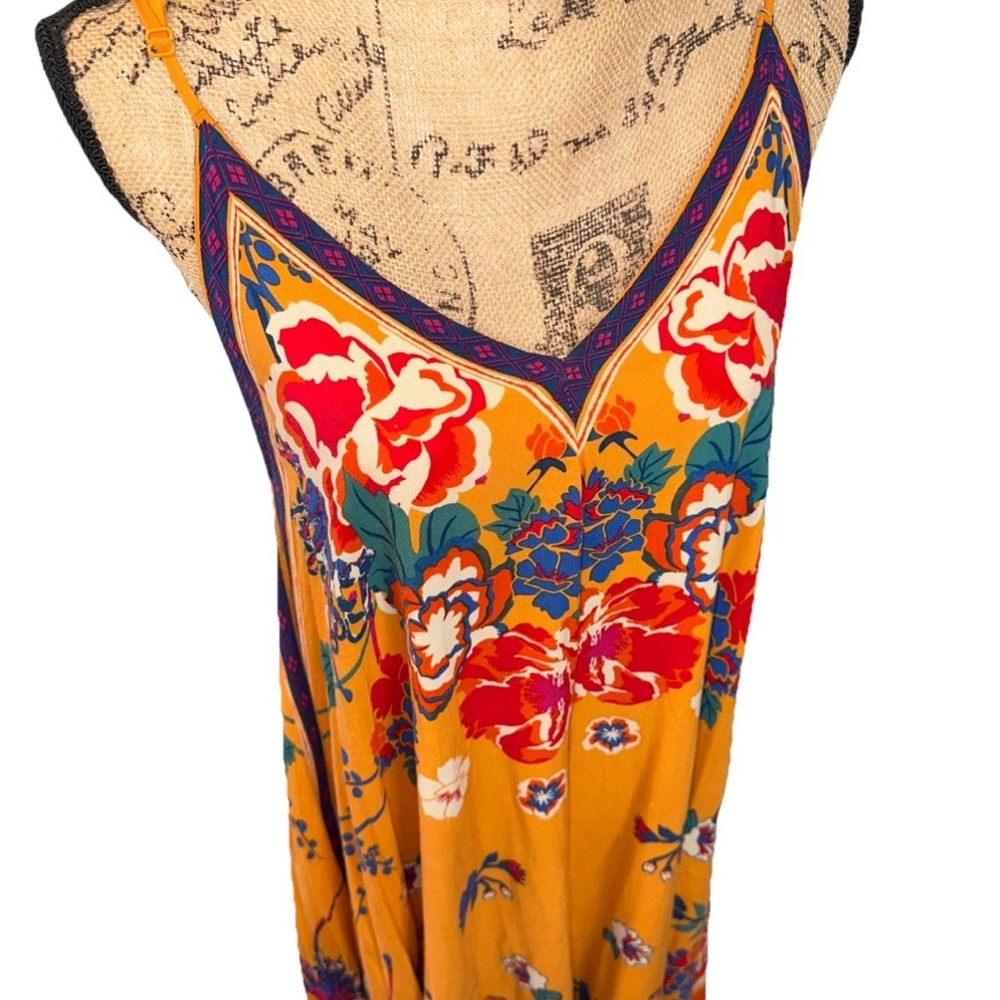 Jealous Tomato Yellow Floral V-Neck Midi Slip Dress - Picture 3 of 3